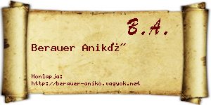 Berauer Anikó névjegykártya